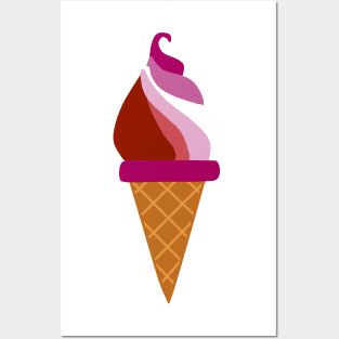 Lesbian LGBT Pride Ice Cream Cone Posters and Art